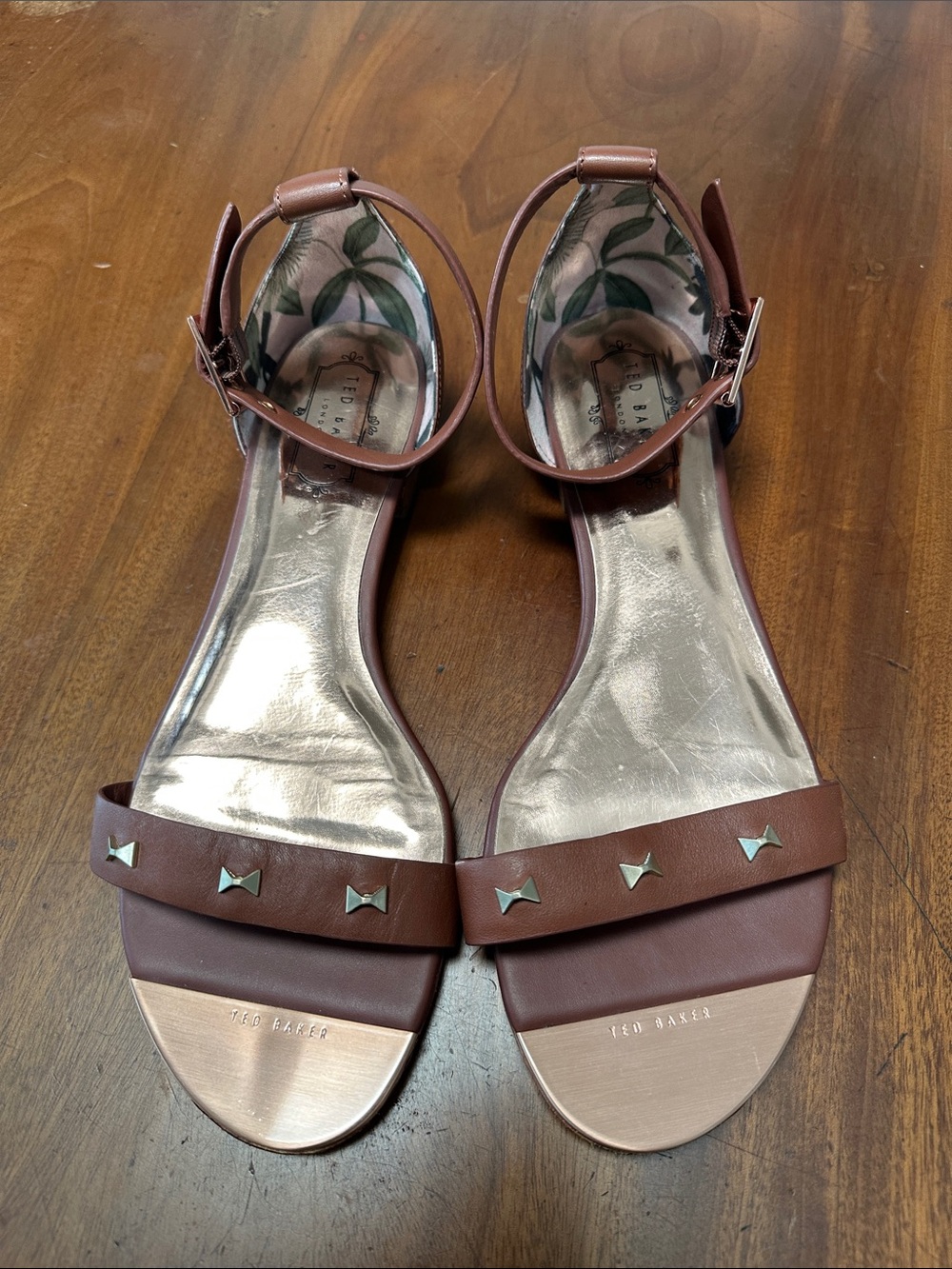 Ted Baker Rose Brown Studded Ankle-Strap Sandals